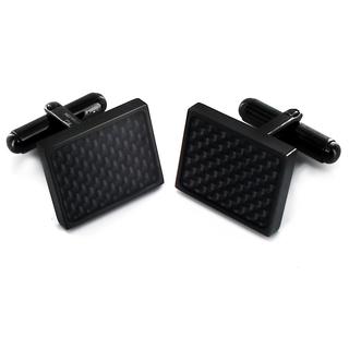 Crucible Black-plated Stainless Steel Black Carbon Fiber Cuff Links