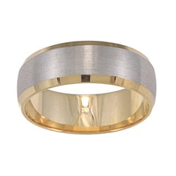 14k Two-tone Gold Satin Finish Easy-fit Wedding Band-Image