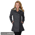Ci Sono by Journee Juniors Faux Fur Accent Double-breasted Long Coat