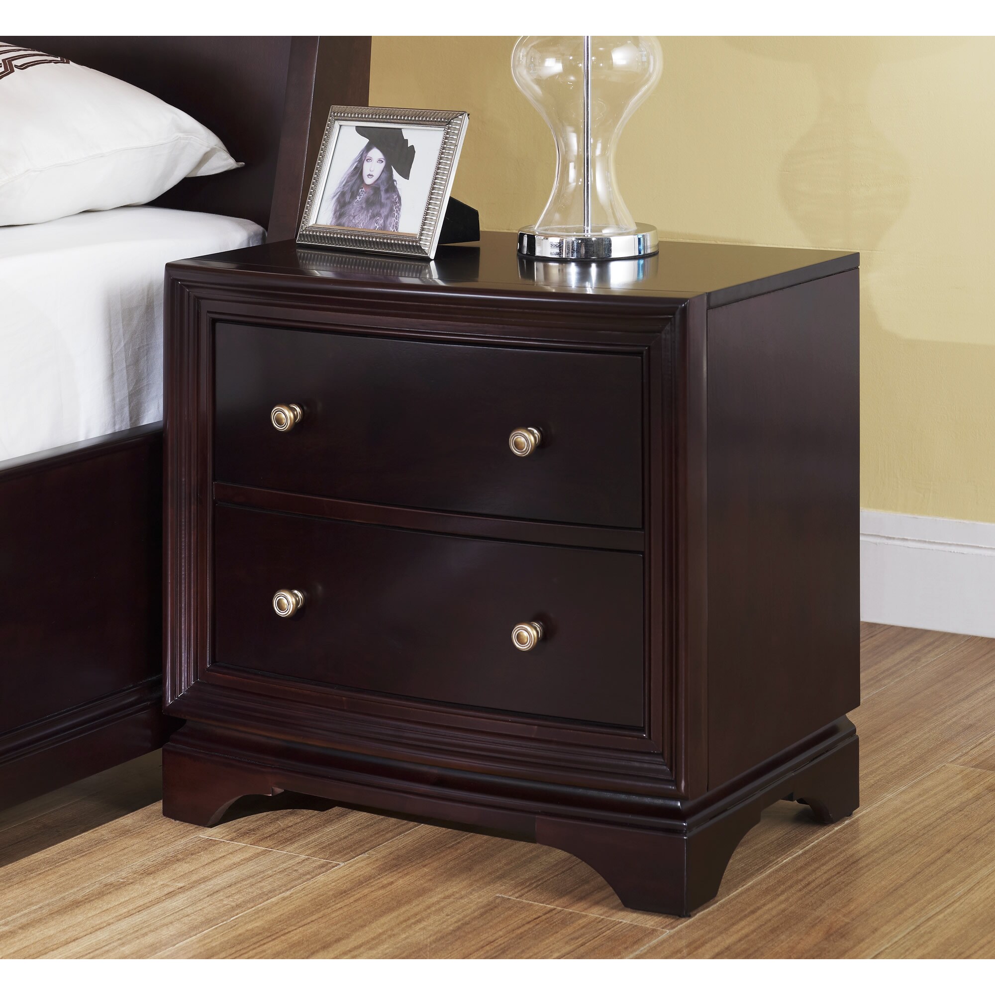 ABBYSON LIVING Kingston 2drawer Espresso Nightstand Overstock