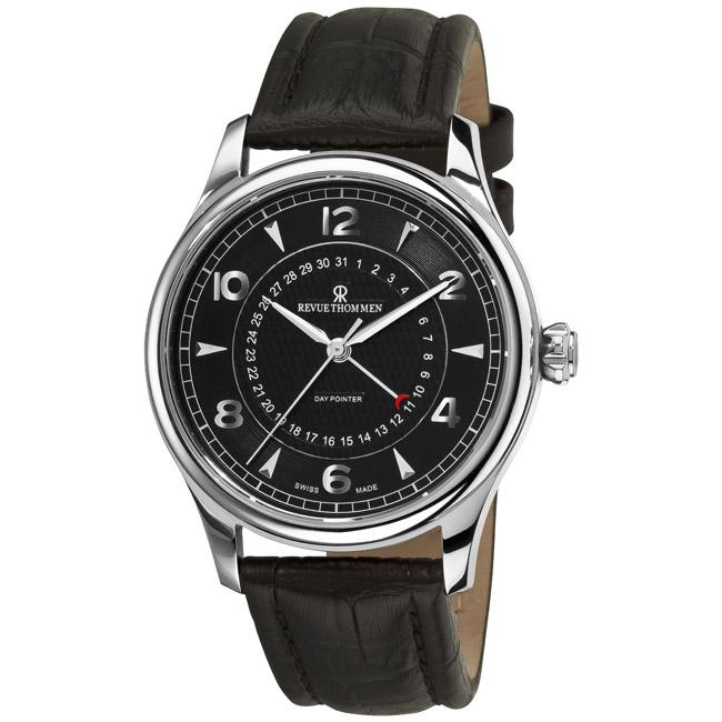 Revue Thommen Men's 10012.2537 'Date Pointer' Black Face Automatic Watch