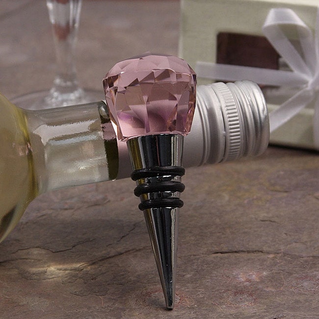 Murano Pink Facet and Stainless Steel Bottle Stopper