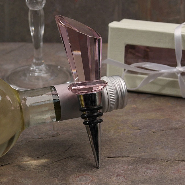 Murano Pink Facet and Stainless Steel Bottle Stopper