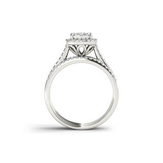 De Couer 10k Gold 1ct TDW Diamond Halo Bridal Ring Set (H-I, I2)