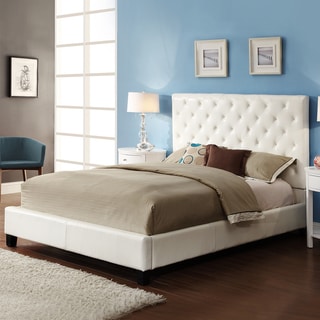 ETHAN HOME Sophie White Vinyl Tufted Full-size Platform Bed