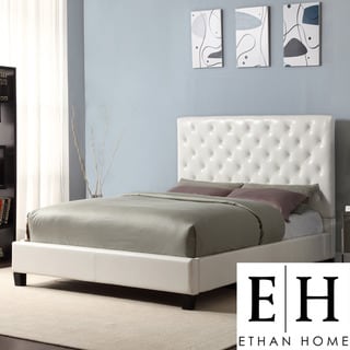 ETHAN HOME Sophie White Vinyl Tufted Full-size Platform Bed