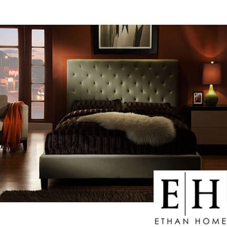 ETHAN HOME Sophie Taupe Velvet Tufted Full-size Platform Bed