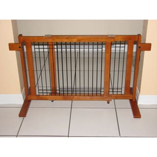 Crown Pet Chestnut Brown Wood and Wire Gate 27" - 48.75" - Small Span