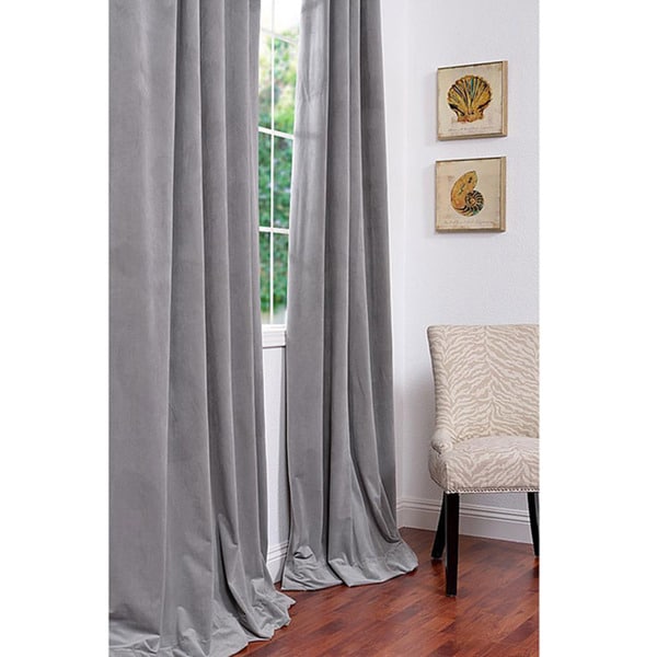 Signature Silver Grey Velvet 108 inch Blackout Curtain Panel