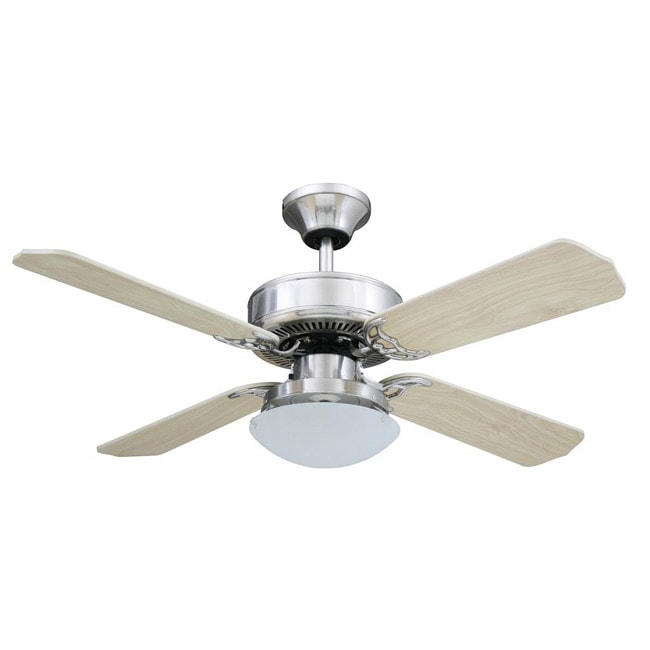 ... 42-inch Brushed Steel Transitional Ceiling Fan with Reversible Blades