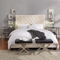 TRIBECCA HOME Sophie Beige FabricTufted King-size Bed