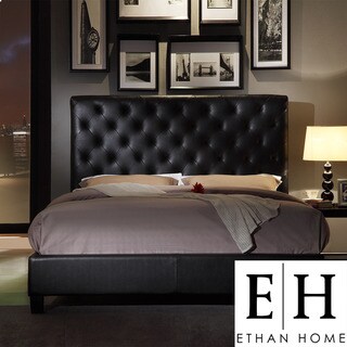 ETHAN HOME Sophie Dark Brown Vinyl Tufted Full-size Bed