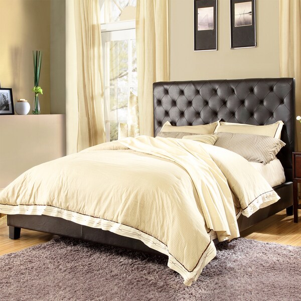 expresso brown bonded leather platform bed