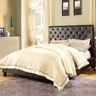 ETHAN HOME Sophie Dark Brown Vinyl Tufted King-size Bed