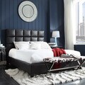 ETHAN HOME Sarajevo Dark Brown Vinyl Column King-size Platform Bed