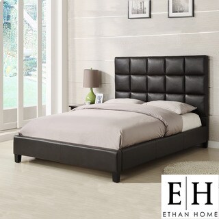 ETHAN HOME Sarajevo Dark Brown Vinyl Queen-size Platform Bed