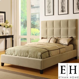 ETHAN HOME Sarajevo Taupe  Velvet Column King-size Platform Bed