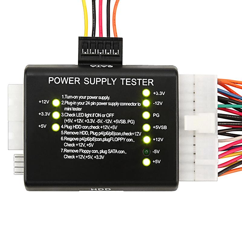 INSTEN Black 20/ 24 Plug-in Power Supply Tester for ATX/ SATA/ HDD/ PSU