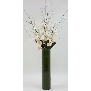 Ivory Lilies with 25-inch Bamboo Floor Vase