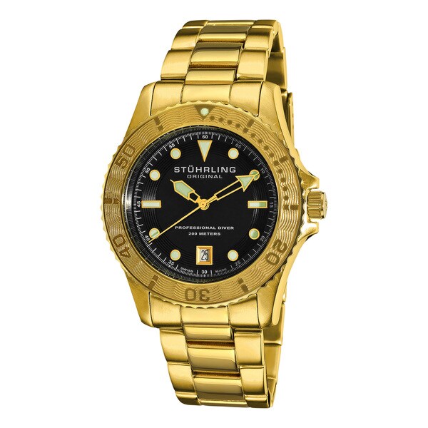 Stuhrling Original Men's Regatta Sailor Divers Goldtone Swiss Watch