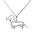 Sterling Silver or Two-tone 1/10ct TDW Diamond Dachshund Dog Necklace
