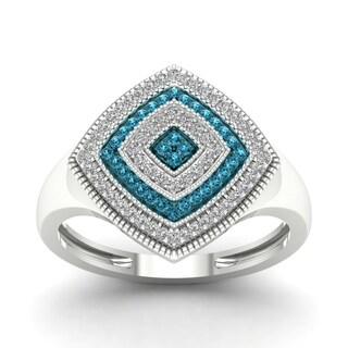 De Couer Silver 1/4ct TDW Blue and White Diamond Cocktail Ring (H-I, I2)