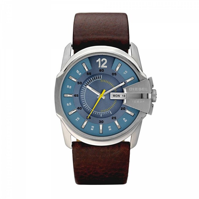 Diesel Men's DZ1399 Analog Blue Dial Brown Leather Strap Watch