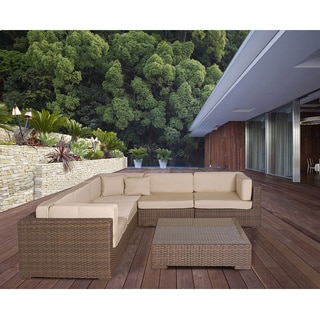 Perugia Deluxe 6-piece Wicker Sectional with Sunbrella