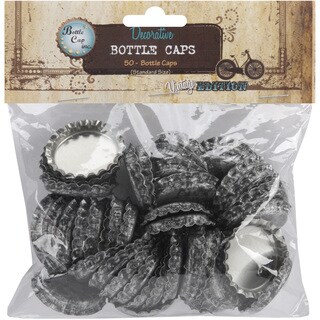 Vintage Collection Standard Bottle Caps 1' 50/Pkg-Antique Silver