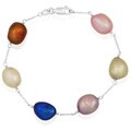 Pearlyta Multi-colored FW Baroque Pearl Tin Cup Bracelet (9-10 mm)