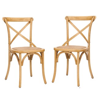 Classical Bradford X Back Oak Finish Side Chairs (Set of 2)