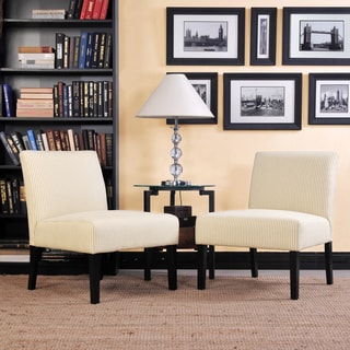 Low Price Portfolio Niles Khaki Tan Stripe Armless Accent Chair (Set of 2)
