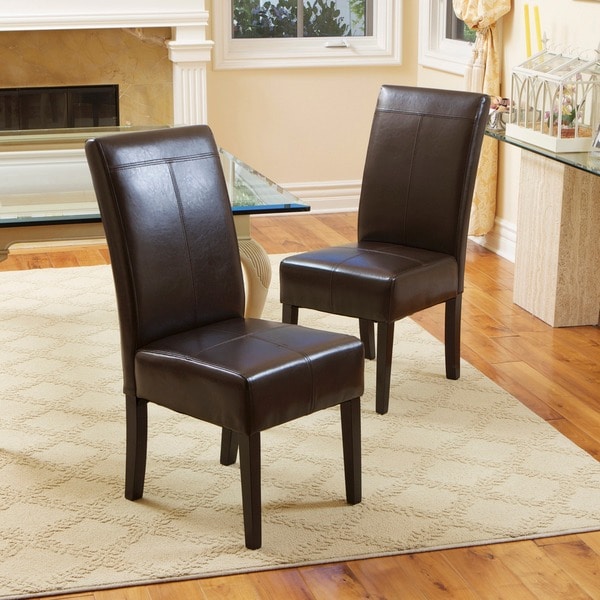 Christopher Knight Home T-stitch Chocolate Brown Leather Dining Chairs