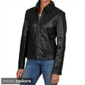 Tibor Women's Zip Front Shirt Collar Leather Jacket
