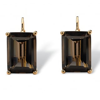 Angelina D'Andrea 14k Yellow Goldplated Smokey Quartz Earrings