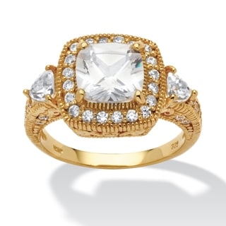 Ultimate CZ 18k Gold over Silver Cubic Zirconia Ring