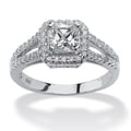 Ultimate CZ Platinum over Sterling Silver Clear Cubic Zirconia Ring