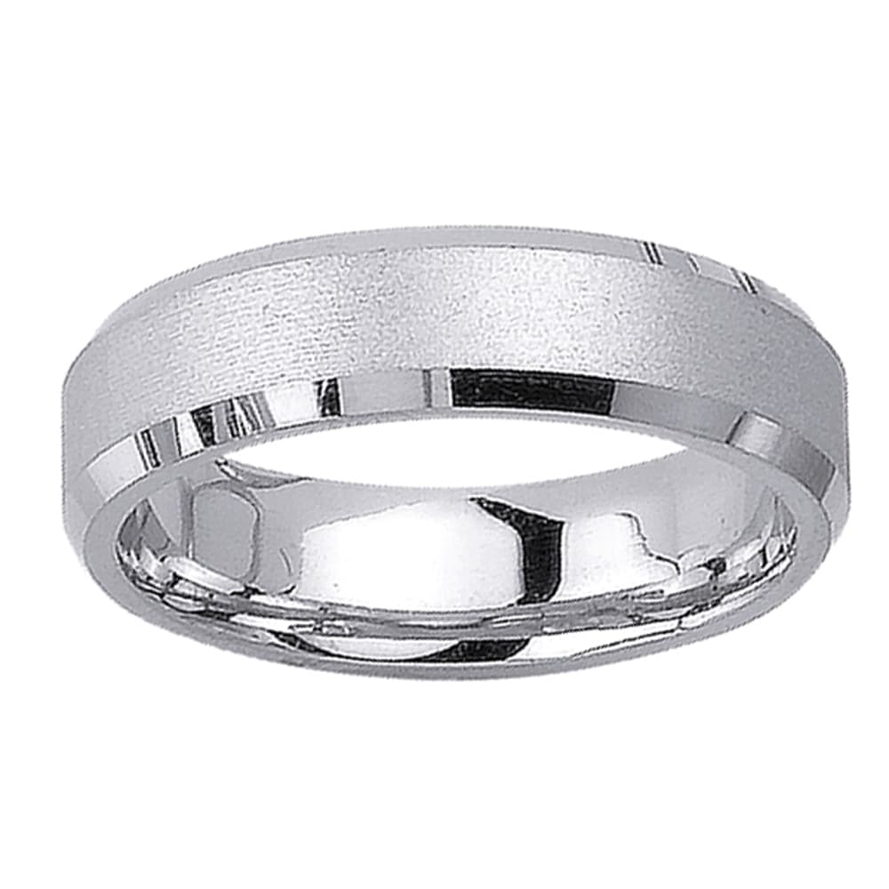 14k White Gold Men's Satin Wedding Band