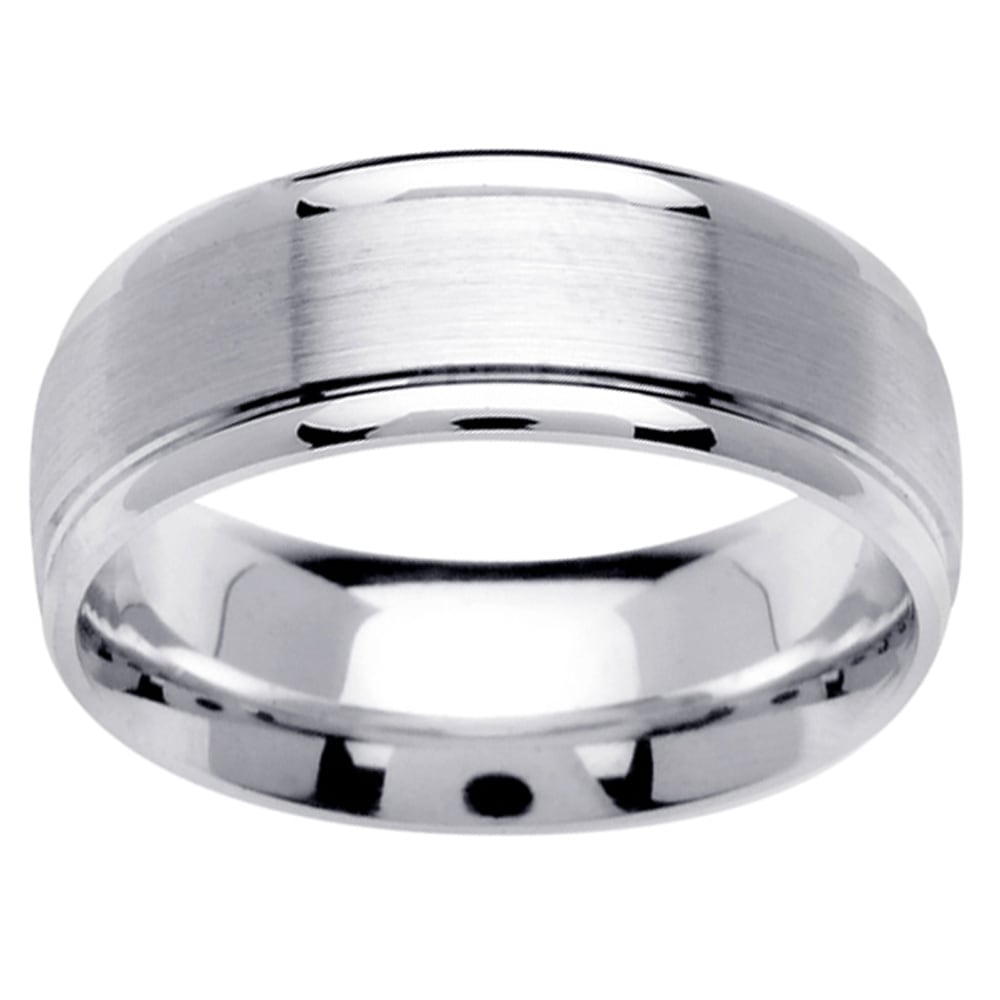 14k White Gold Mens Brushed Wedding Band L13841934 