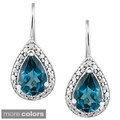 Glitzy Rocks Silver 3ct TGW London Blue Topaz and Diamond Earrings