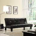 TRIBECCA HOME Bento Brown Faux Leather Modern Mini Futon Sofa Bed