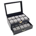 Caddy Bay Collection Black Leatherette 20 Watch Storage Box Case