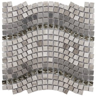 Sale Price SomerTile 12.25x11.75-inch Reflections Wave Mercury Glass, Stone and Metal Mosaic Tile (Pack of 10)