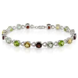 Sterling Silver Multi-gemstone Tennis Bracelet