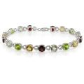 Sterling Silver Multi-gemstone Tennis Bracelet
