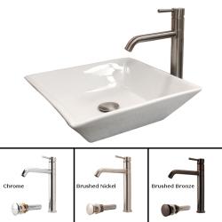 Fontaine Square Porcelain Sink and Swivel Vessel Faucet 