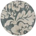 Handmade Alexa Pino Floral Slate Round Rug (6' Round)