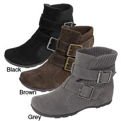 Bamboo by Journee Women's Faux Suede/ Knit Boot