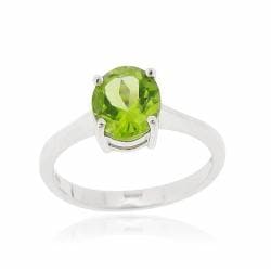 Sterling Silver Peridot Solitaire Round Ring