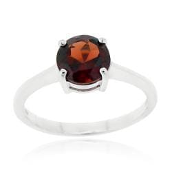 Sterling Silver Garnet Solitaire Round Ring